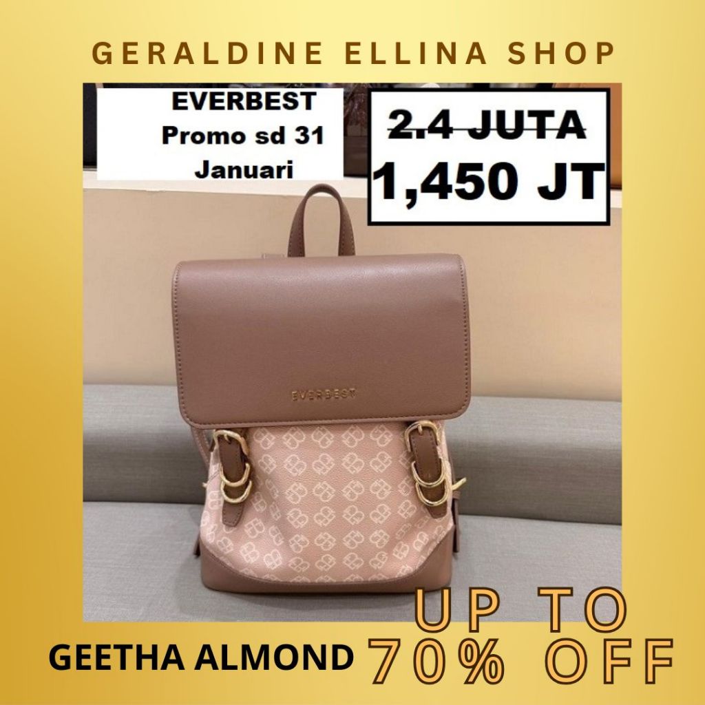 Tas Ransel Gendong Punggung Wanita Everbest Backpack Ukuran Sedang Bahan Kulit PU Seri GEETHA Origin