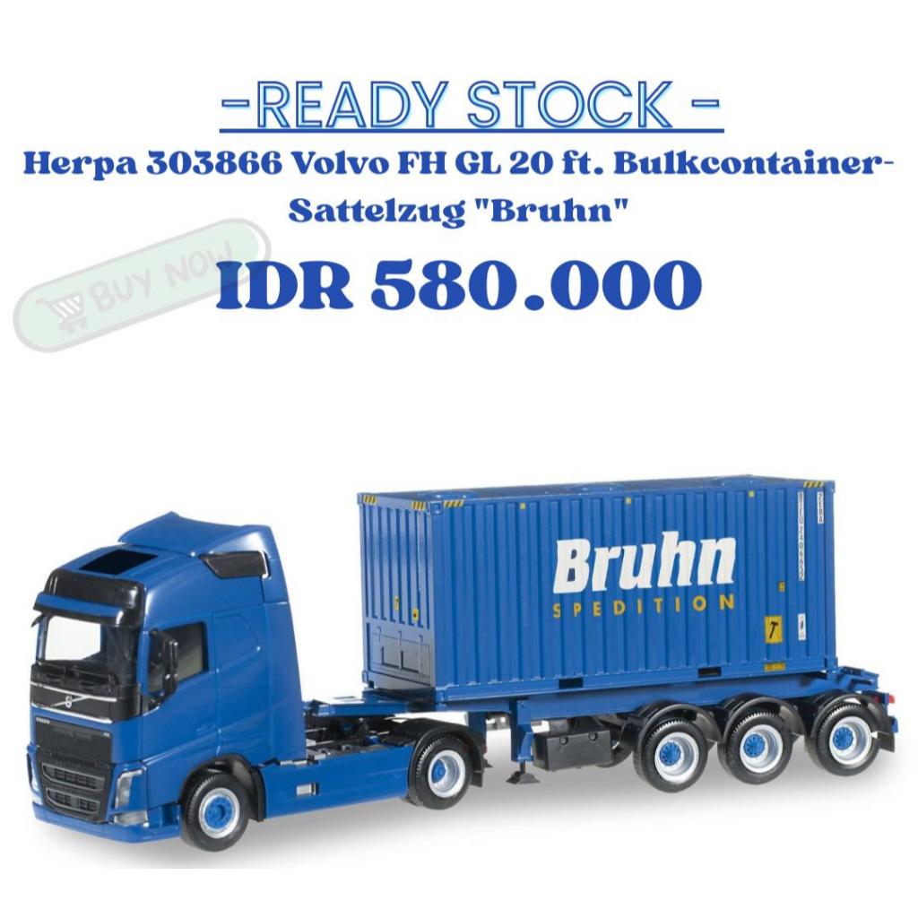 Herpa 303866 Volvo FH GL 20 ft. Bulkcontainer-Sattelzug "Bruhn" 1:87 HO