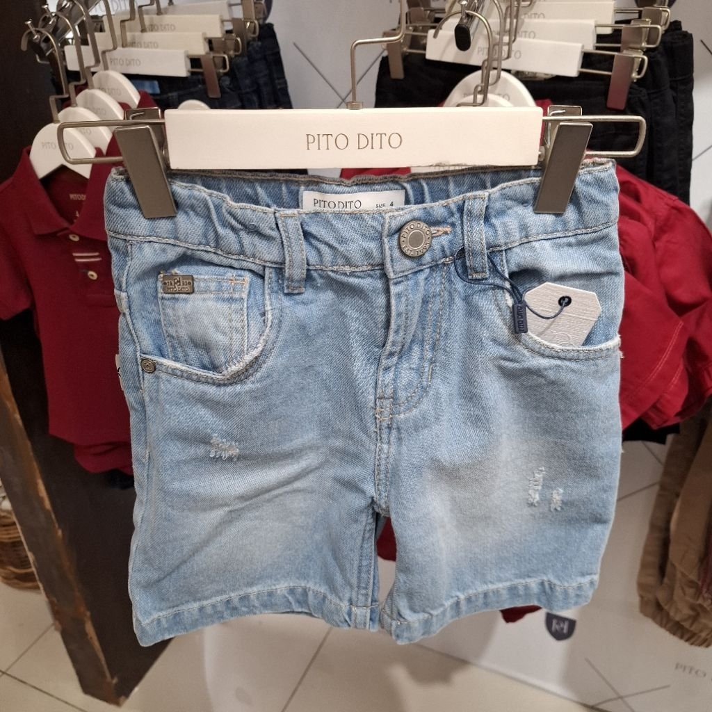 Pito Dito Celana Pendek Bawahan Anak Laki-Laki Denim Navy Blue Jeans Original