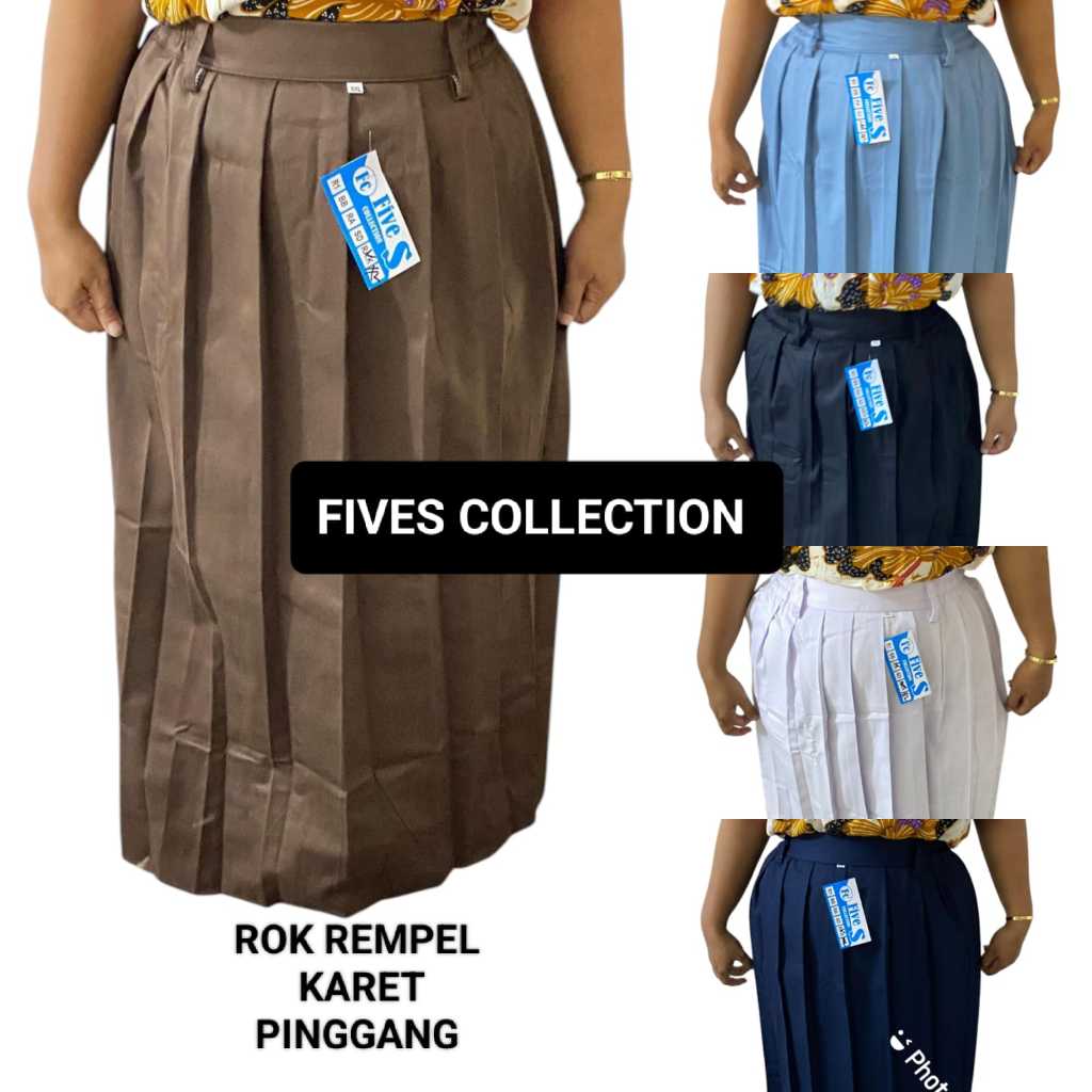 FIVES COLLECTION Rok Panjang SMP SMA Rok Panjang Rempel Kerja SMP SMA RoK REMPEL KARET PINGGANG BAHA