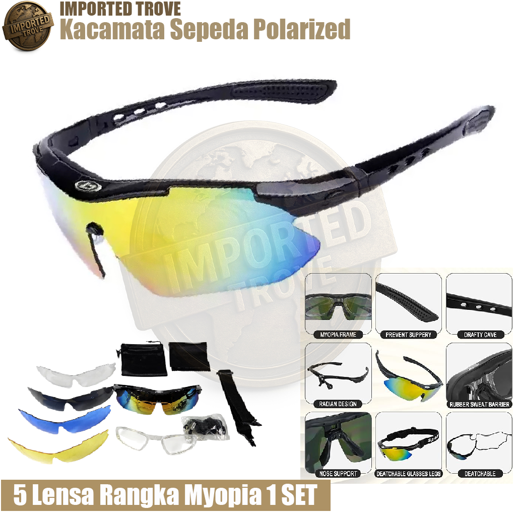 Kacamata Sepeda Anti UV, Sunglasses Olahraga Outdoor, Kacamata Lari Polarized, Sport Eyewear Pria Wa