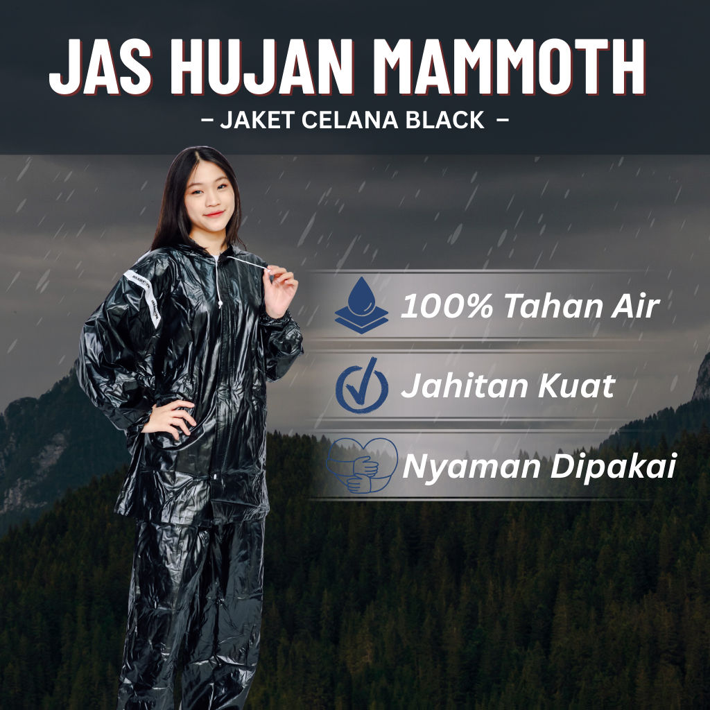 Jas Hujan Setelan Black Mammoth