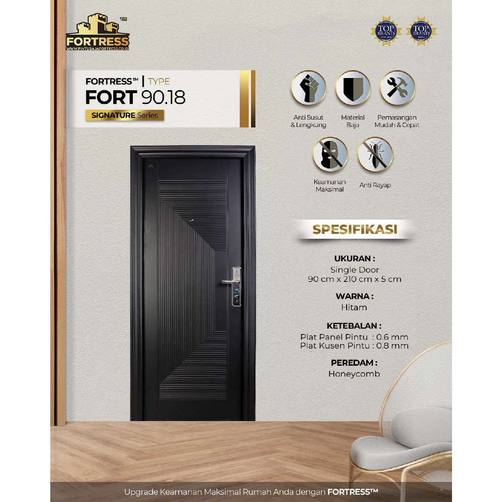 FORTRESS Pintu Baja 90.18 Pintu Panel/Pintu Besi/Pintu Rumah (Fullset)