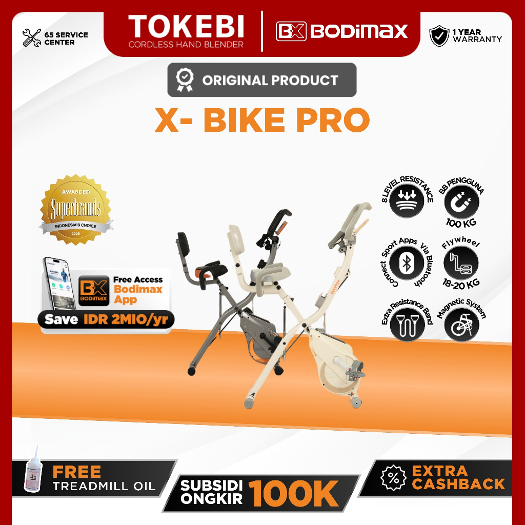 BODIMAX X-BIKE Pro Sepeda Statis /Alat Fitness/Sepeda Statis/Magnetic X-Bike