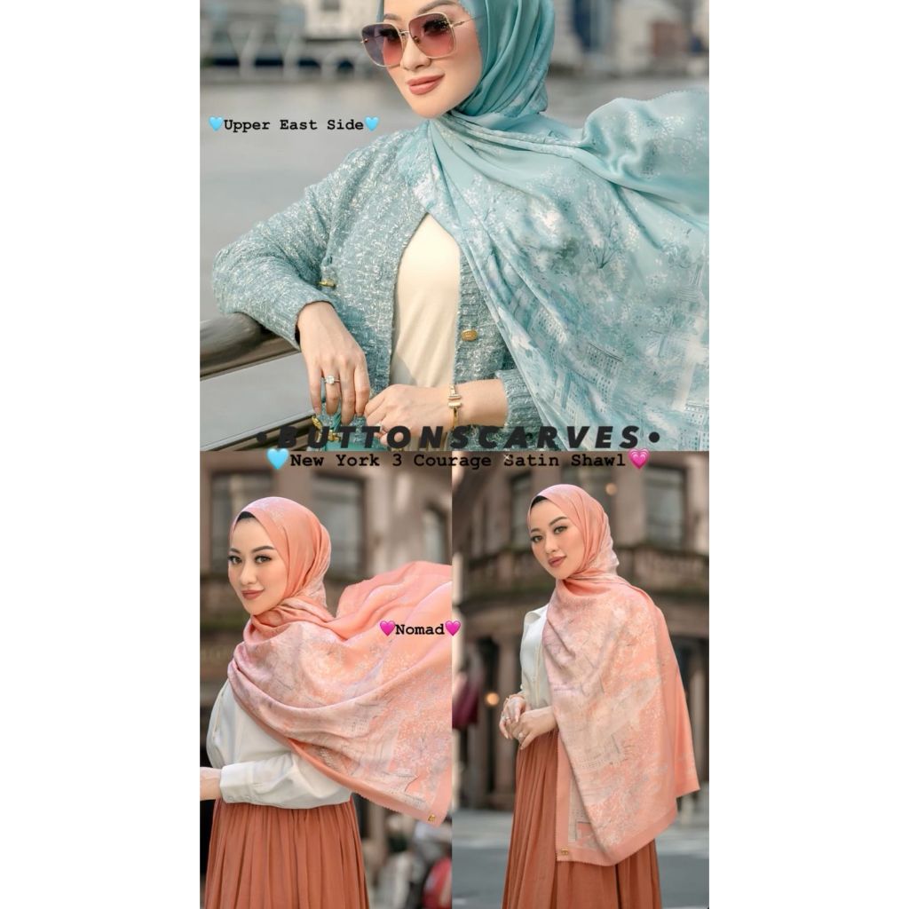 BUTTONSCARVES / NEW YORK 3 COURAGE SATIN SHAWL/BUTTONSCARVES OTIGINA / BS NEW