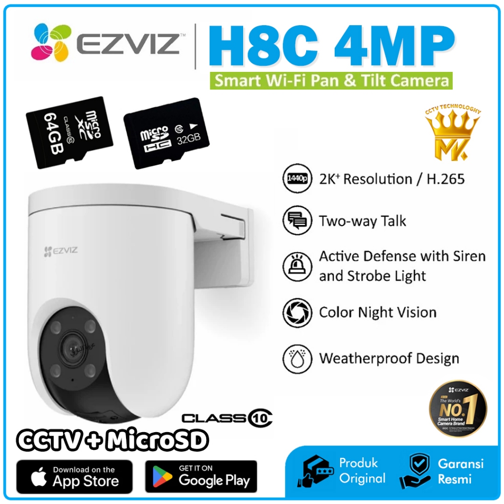 Kamera CCTV Ezviz H8c Pro 4MP 2K+ Smart IP Camera CCTV Ezviz H8c Pro Outdoor w/SD Card 32/64GB
