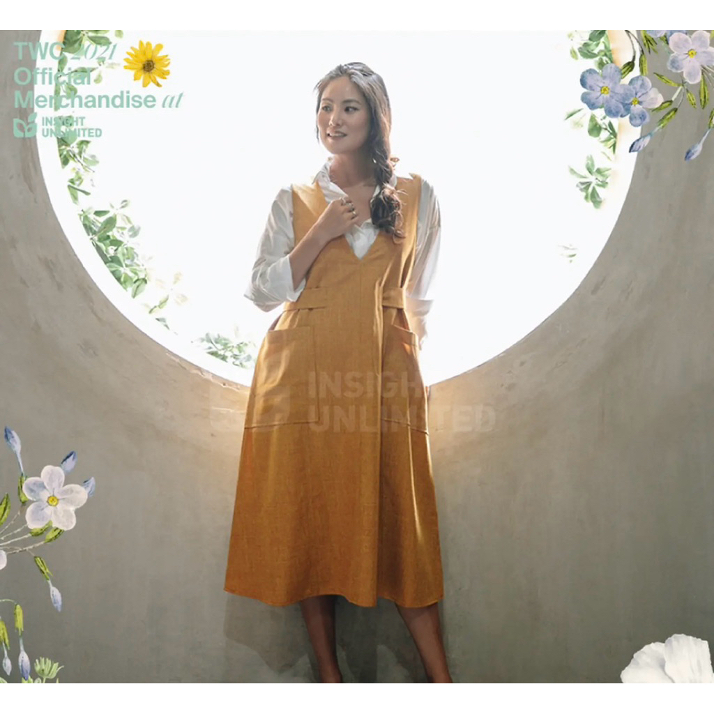 Maven Kellan dress TWC edition Curry/Deep sea/Light denim preloved like new