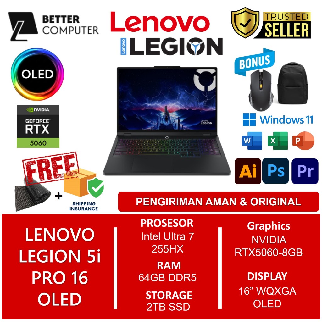 Lenovo Legion 5 Pro 16 Gaming RTX5060 Intel Core i7 255HX Ram 64GB DDR5 2TB SSD OLED WQXGA Windows