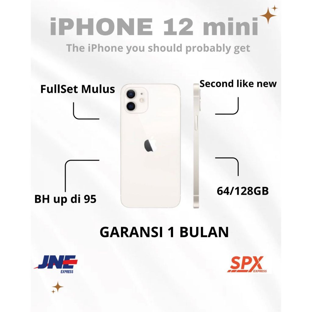 IP 12MINI 64/128GB SECOND INTER FULLSET BERGARANSI MULUS NO MINUS