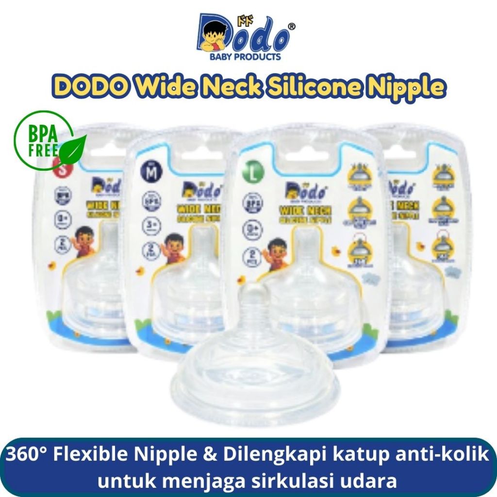 Dot Bayi Silicone Wide Neck BPA Free DODO Nipple Botol Susu 4oz 8oz