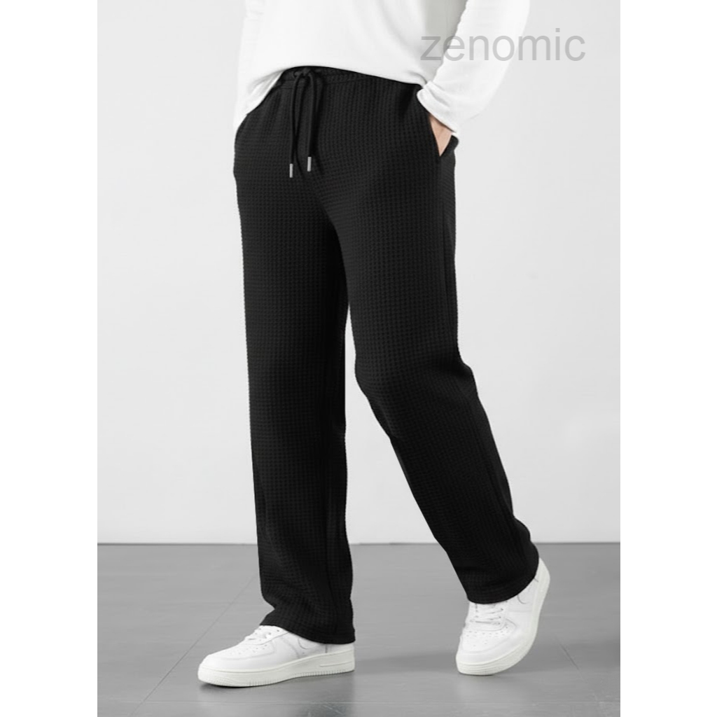 Zenomic Celana Panjang Pria Loose Pants Black Oversize Olahraga Nyaman Baggy Pants  Korea Bernapas
