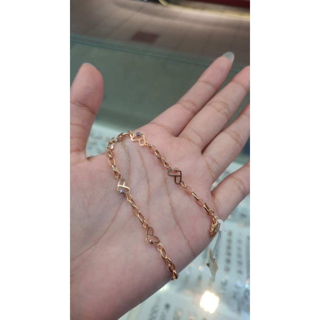 Gelang Rantai Emas Kuning Fashion Love 2.23 Gram 700 16K
