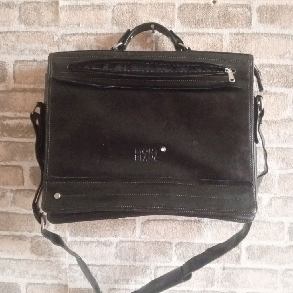 Tas kerja pria kulit asli Mont Blanc