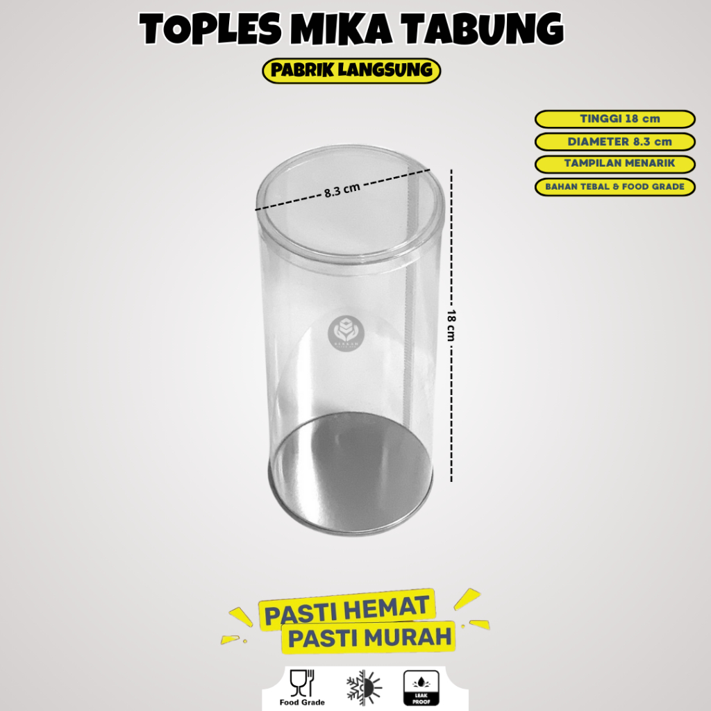 Toples Kue / Toples Plastik Tabung / Mika Kue Kering / Toples Jar Tabung Toples / WTB18