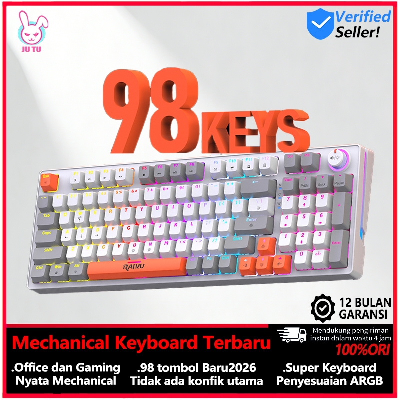 JUTU Paket Keyboard Gaming Keyboard Komputer keyboard mechanical  GK98 Multi  RGB Office Game Gaming