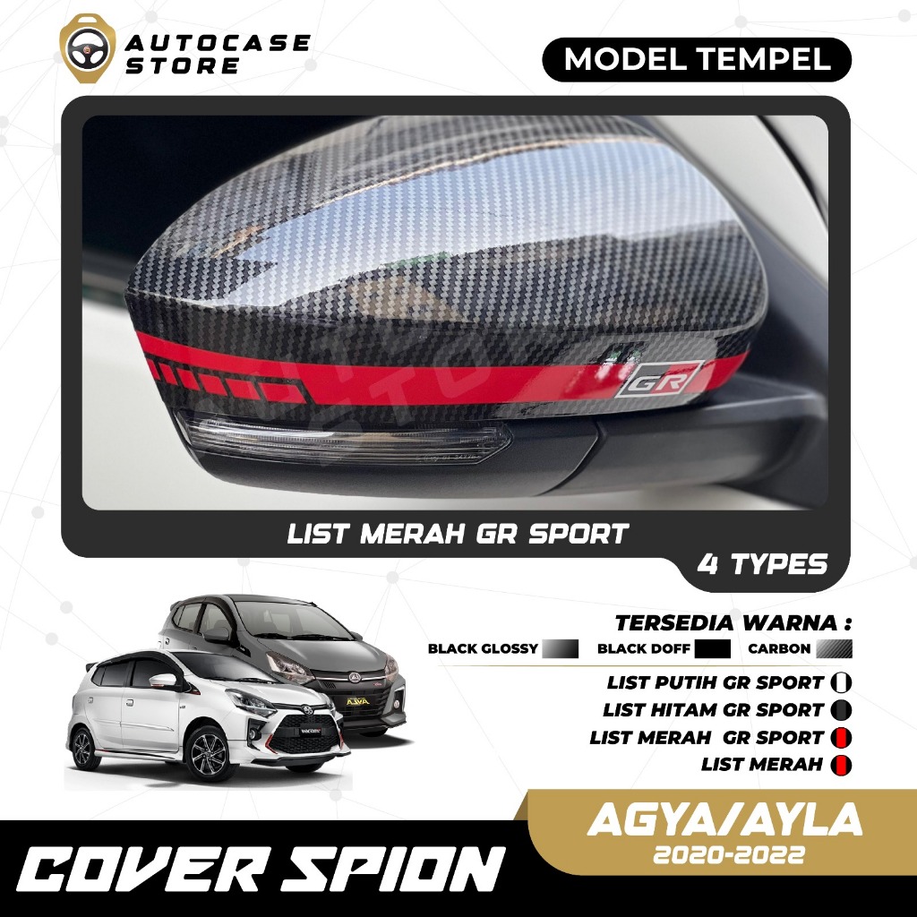COVER SPION AGYA/AYLA 2020-2022 GR SPORT MODEL TEMPEL 1SET 2PCS AKSESORIS MOBIL PNP