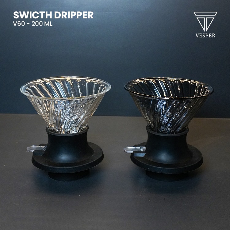 vesper switch dripper glass v60 pour over drip / immersion coffee dripper / saringan filter kopi pus