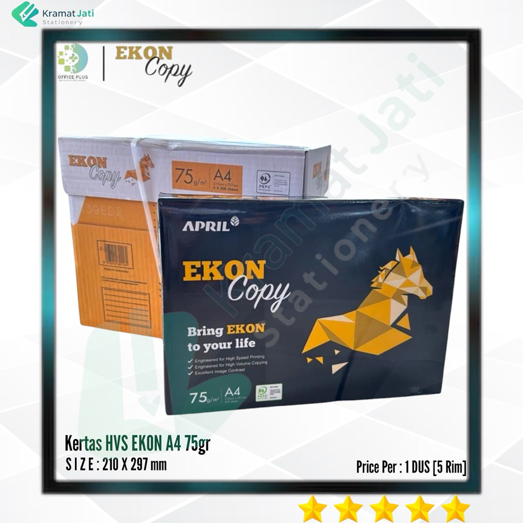 EKON Kertas HVS A4 75gsm Isi 5 Rim [1 Dus]