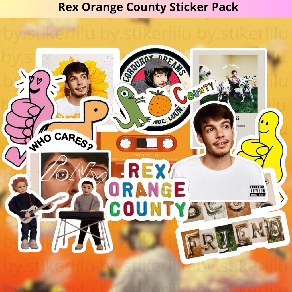 [16 Pcs] REX ORANGE COUNTY Sticker Pack Murah Estetik | Sticker Artist Music Tahan Air Vinyl Ukuran 