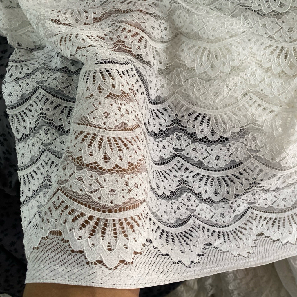 kain kebaya brokat katun putih bw import premium