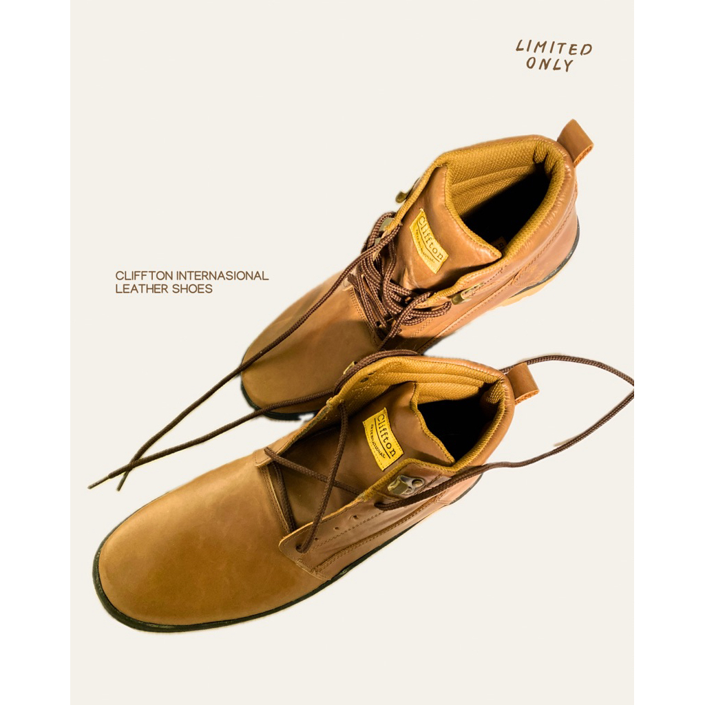Cliffton Internasional Leather Shoes | Sepatu Kulit Pria Light Brown COLLABURRA BY UGG [ Hiking, For
