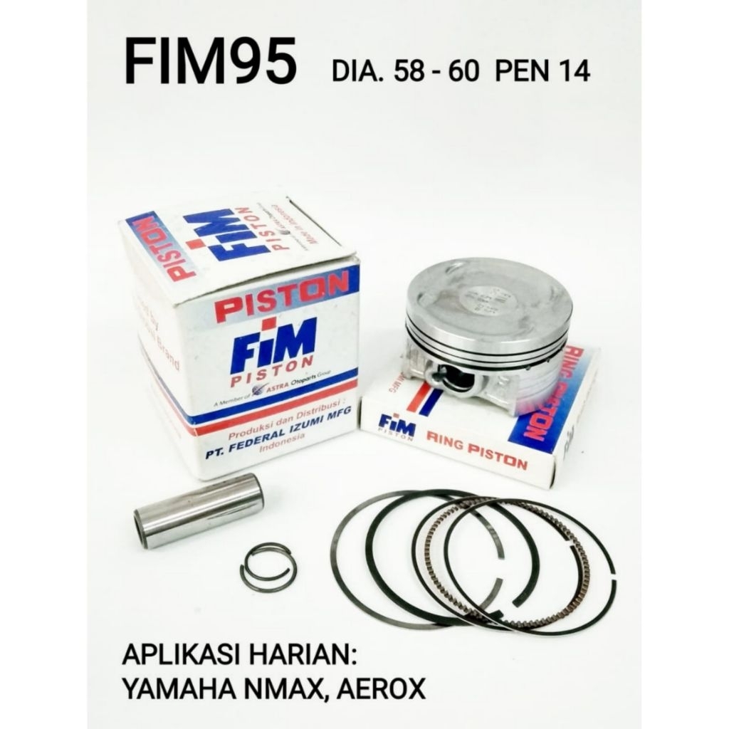 Piston Kit FIM 95 Yamaha Nmax N Max Old/New,, Aerox 155 Pen/Pin 15 Os Std/50/100/150/200