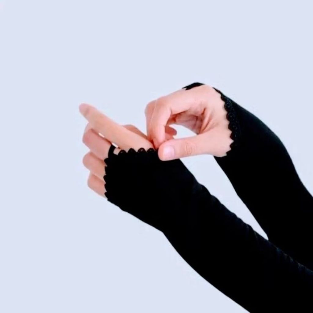 MANSET TANGAN JUMBO RENDA / HANDSOCK MUSLIMAH JERSEY / PERLENGKAPAN UMROH HAJI
