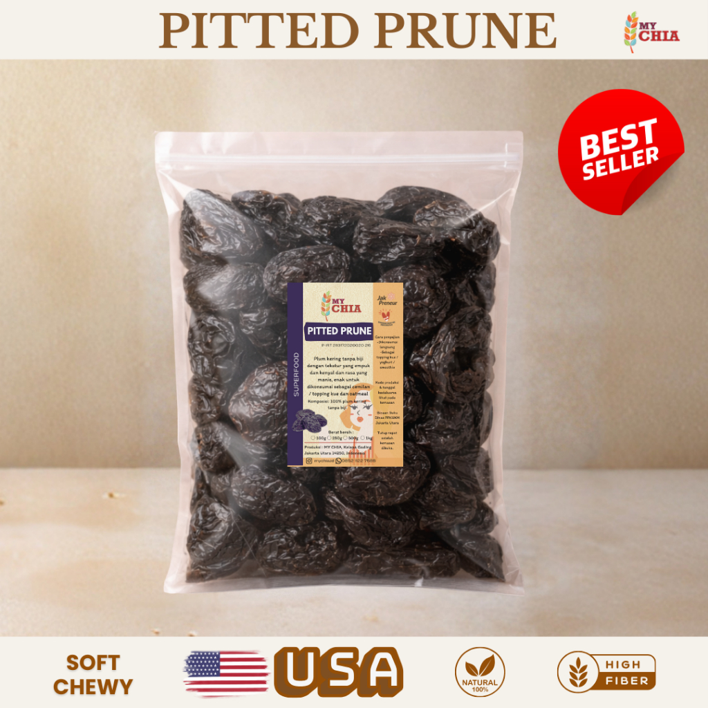 MY CHIA Dried Prune 500g Natural Piited Plum Kering Tanpa Biji Empuk Cocok untuk Lapis Legit Tanpa T
