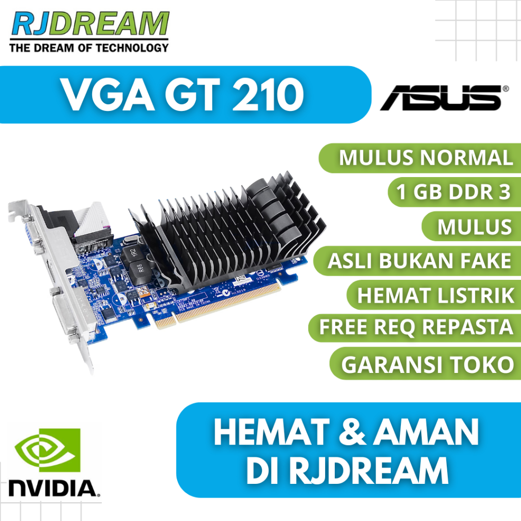 VGA GT 210 1GB DDR3 NVIDIA BEKAS / SECOND NORMAL NOMINUS