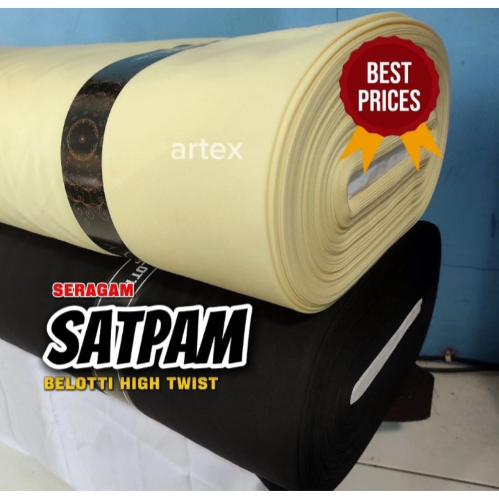 Artex Kain Seragam SATPAM Belotti High Twist Grade A per 25 cm Tebal halus dan tidak kusut lebar 1.5