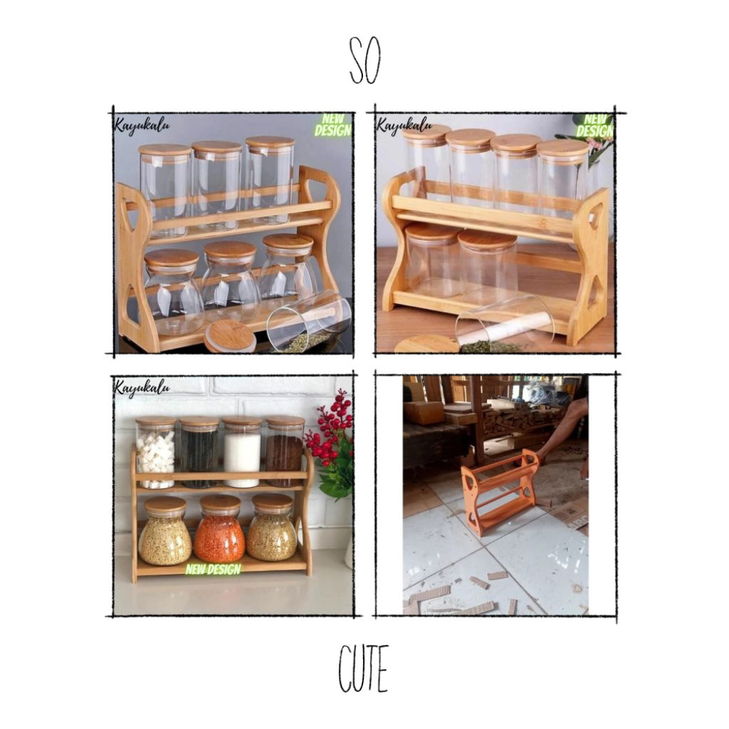 Rak Bumbu Dapur / Rak Bumbu Kayu / Rak Bumbu Susun / Rak Bumbu Dapur Kayu / Rak Bumbu estetik / Rak 