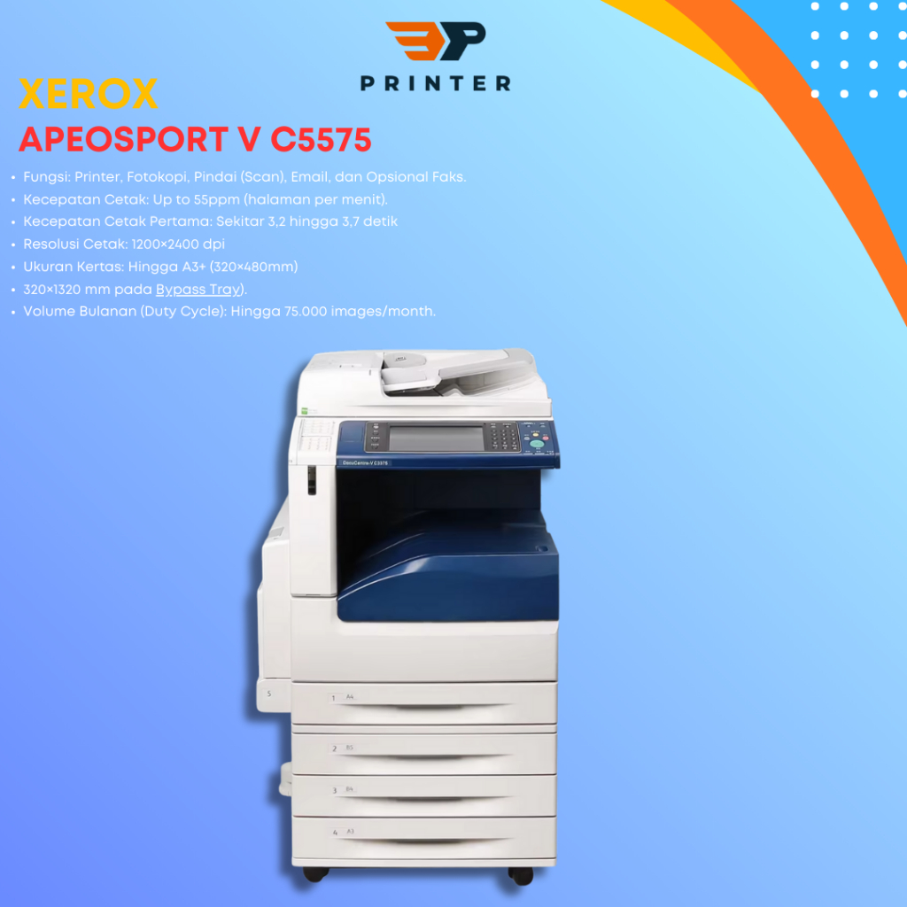 Mesin Cetak Warna Xerox ApeosPort V C5575 – A3+ Cetak Profesional | "LIKE NEW" Expres Printer