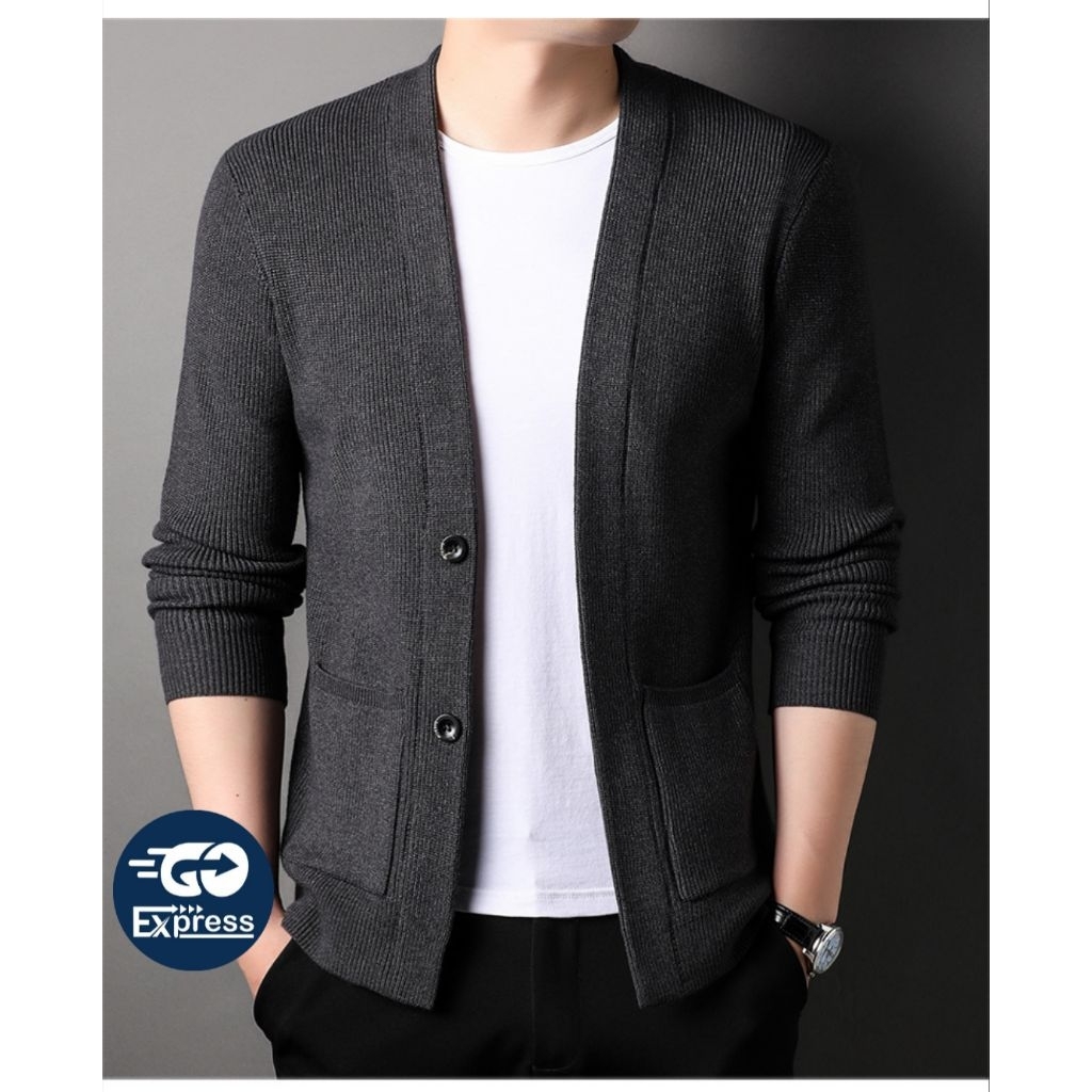 Cardigan Rajut Polos/Sweater Polos Pria
