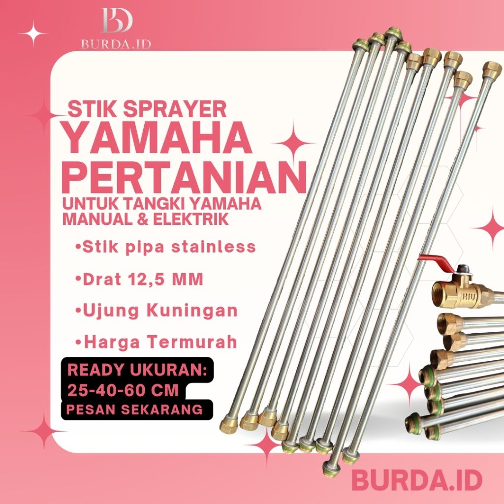 Stik spray stainless stell Ready panjang 25 cm -  40 cm - 60 cm Sprayer mesin semprot hama tangki YA