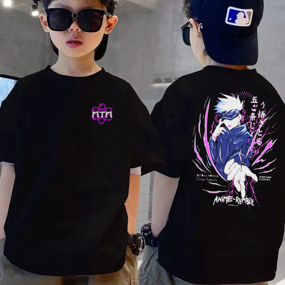 Kaos Anak Distro Laki Laki Tanggung Umur 2-12 Tahun Karakter Anime Gojo Satoru Jujutsukaisen