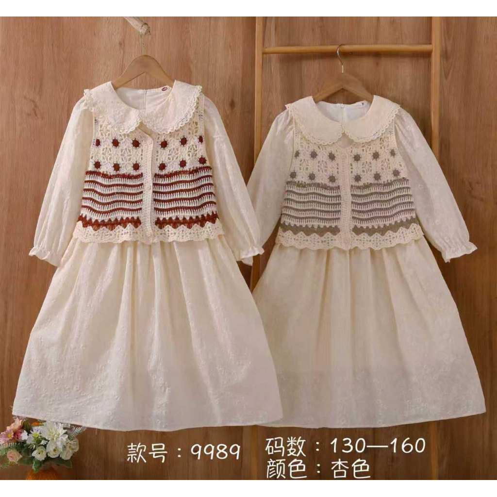 COD Gamis anak perempuan bkk kode 9989 anak hari raya viral 2026 bahan katbol luxury vest bunga raju