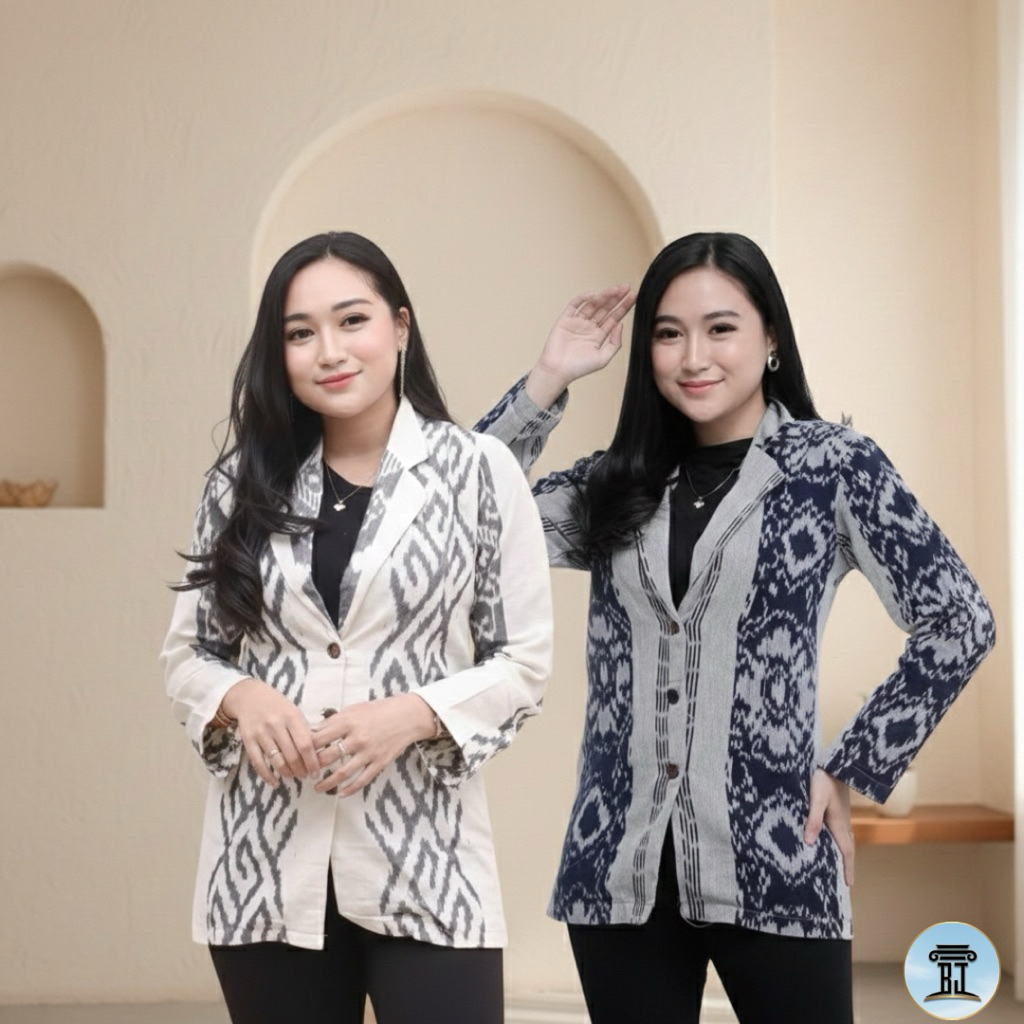 Ready Baju Kerja Kantor Tenun/Outer Tenun/Blazer Kantor Tenun/Atasan Wanita Terbaru