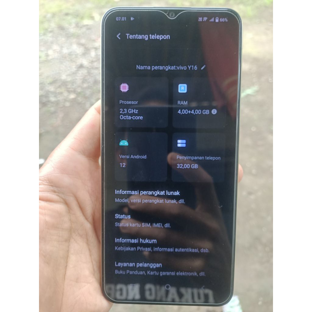 vivo y16 ram4+4gb bekas pemakain pribadi