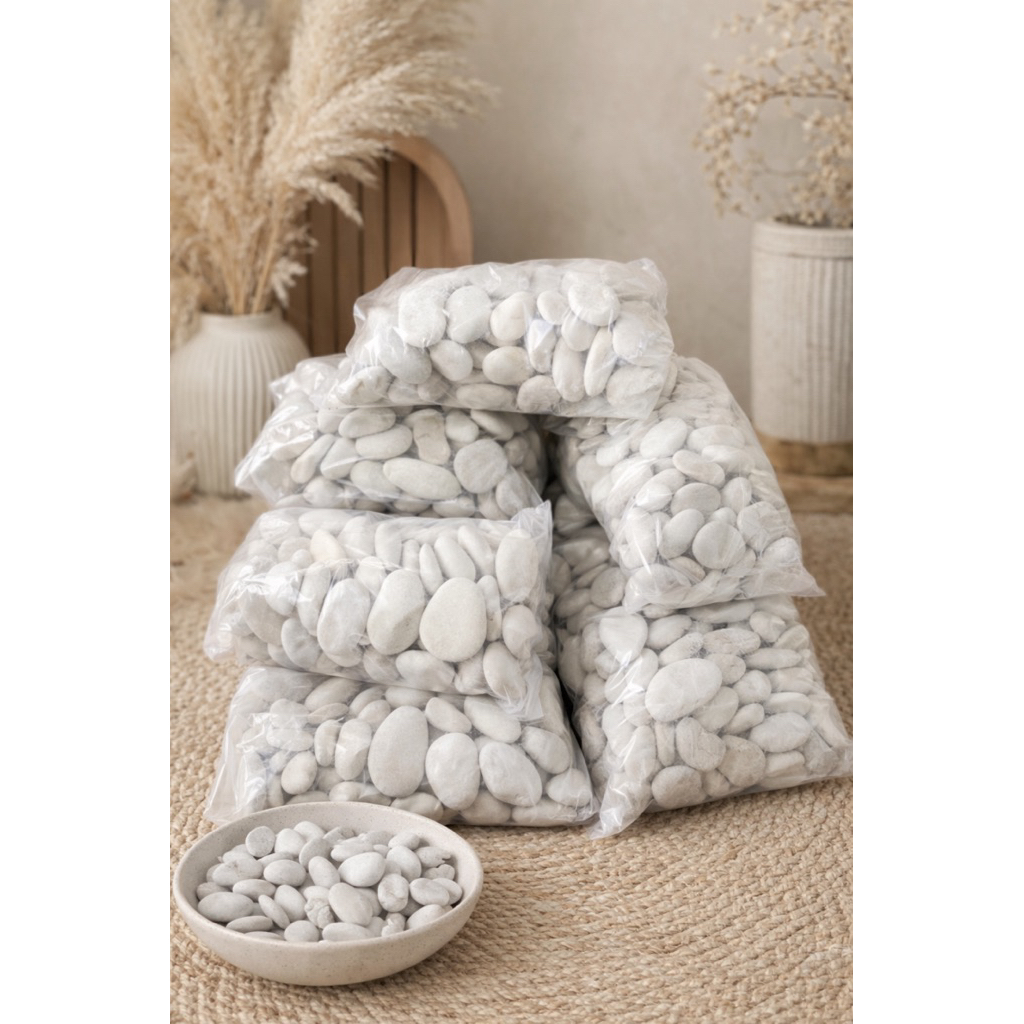 Batu koral hias putih kemasan 500gram