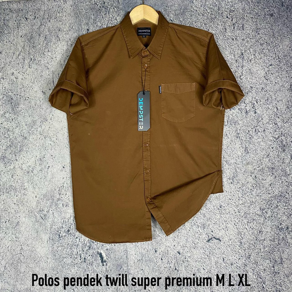 Kemeja polos pria katun twill kahatex lengan pendek model slimfit - hem murah dan bagus keren baju l