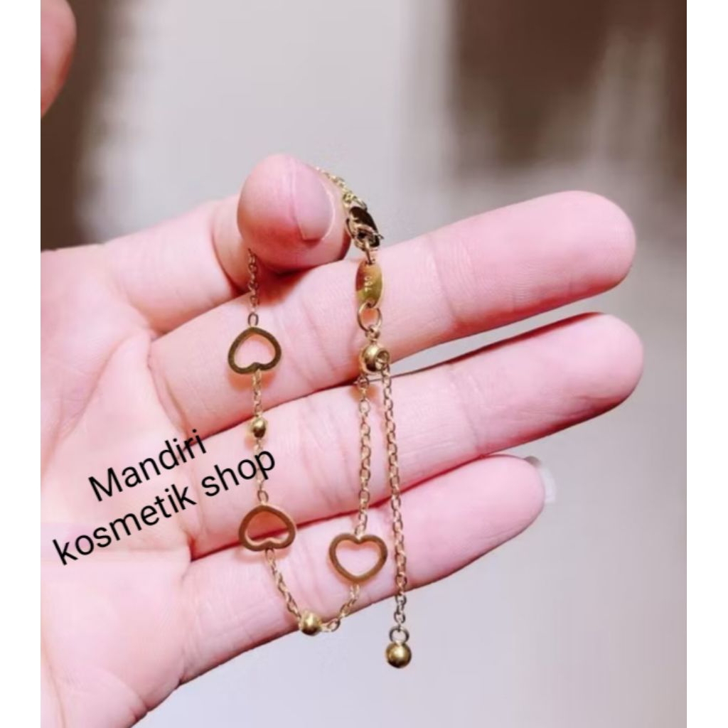 Gelang Tangan Titanium Anti Karat Rantai Love / Aksesoris Viral Model Rantai Love