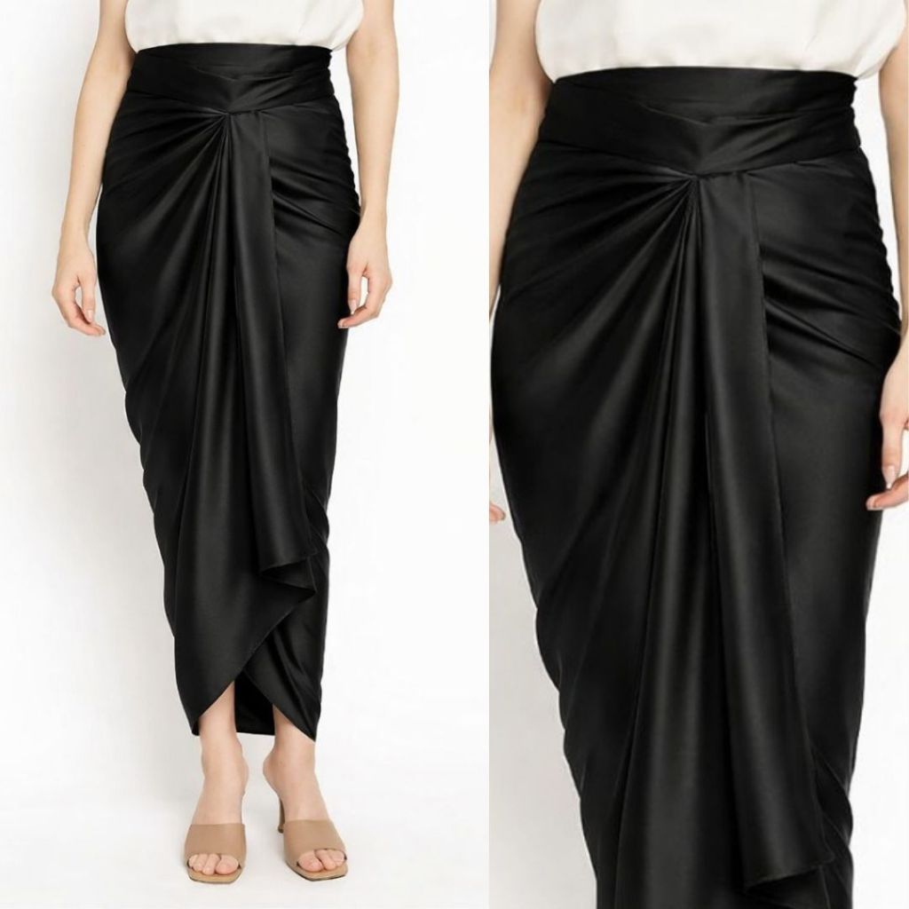 Rok Kain Lilit Satin Premium / Kain Lilit Saten Hitam Cocok Untuk Bawahan Kebaya