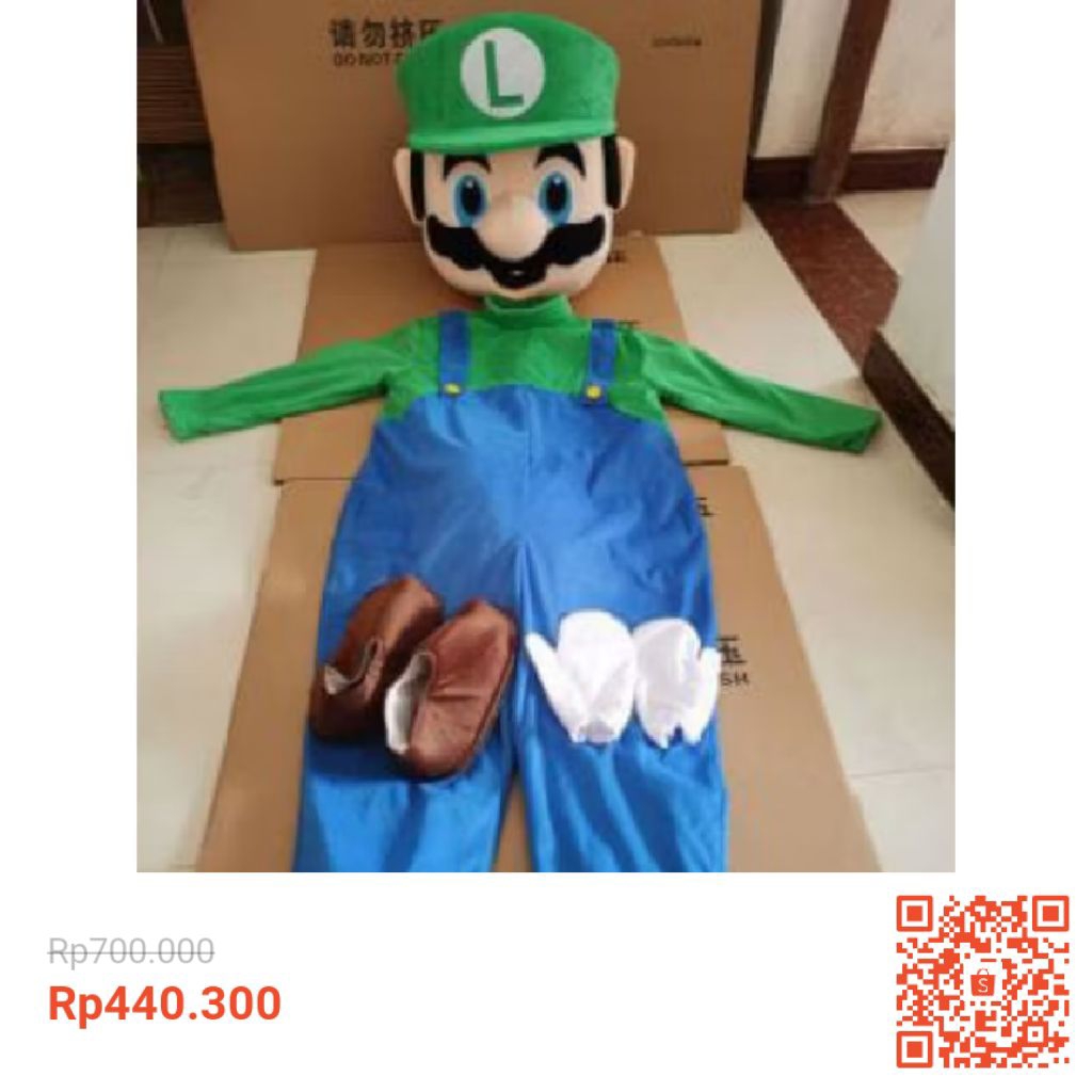 kostum badut karakter mario