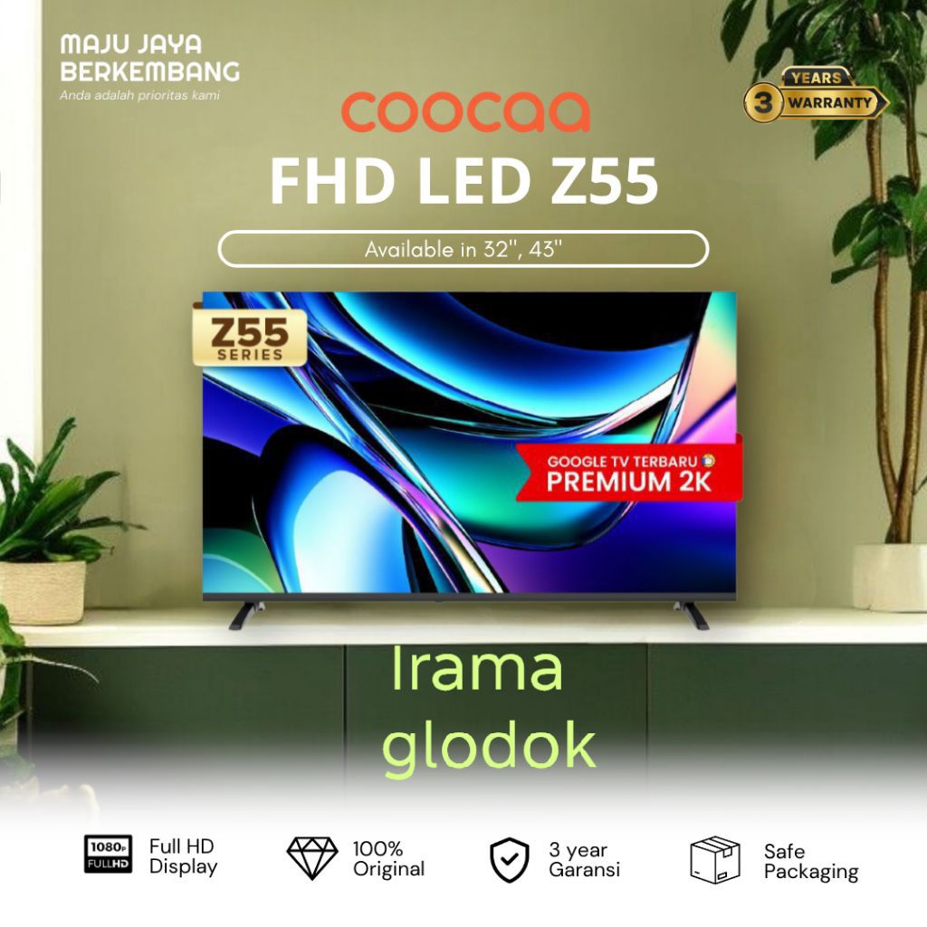 LED TV COOCAA 43INCH ,GOOGLE TV_FIND MY REMOTE _COOCAA 43Z55 2026_FHD HDR10-EYE CARE
