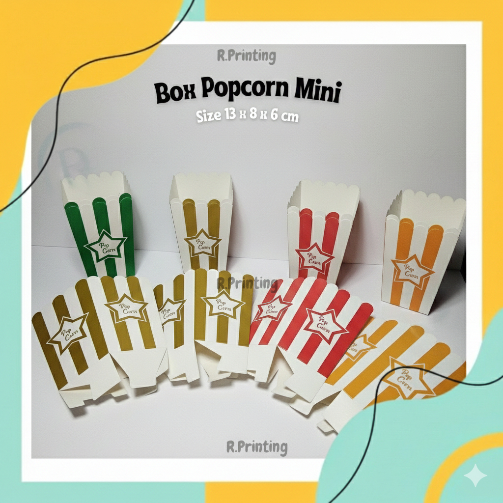 (Min.50 pcs) Box/Tray Popcorn Medium Ivory Motif Garis-Garis 13x8x6cm 210Gsm