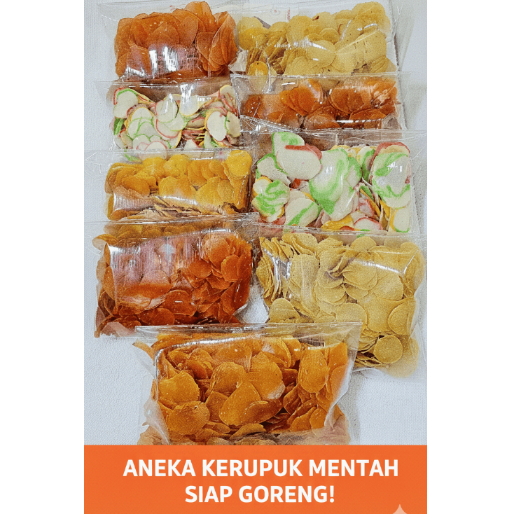 Aneka Kerupuk Mentah 250gr - Kerupuk Singkong, Udang, Bawang & Kerupuk Warna Warni Murah Grosir Past