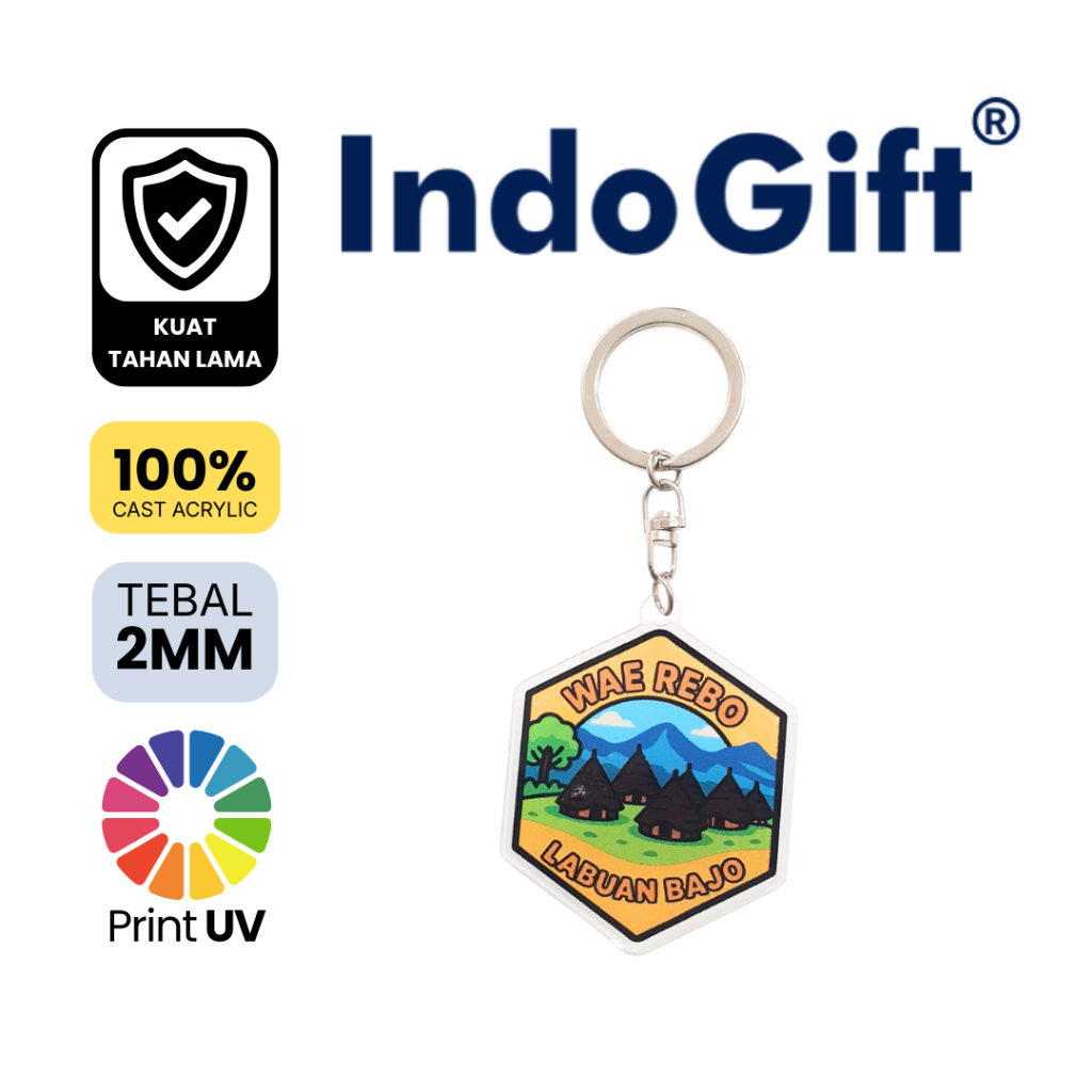 IndoGift Gantungan Kunci Akrilik Tipe 05 Souvenir Oleh Oleh Labuan Bajo