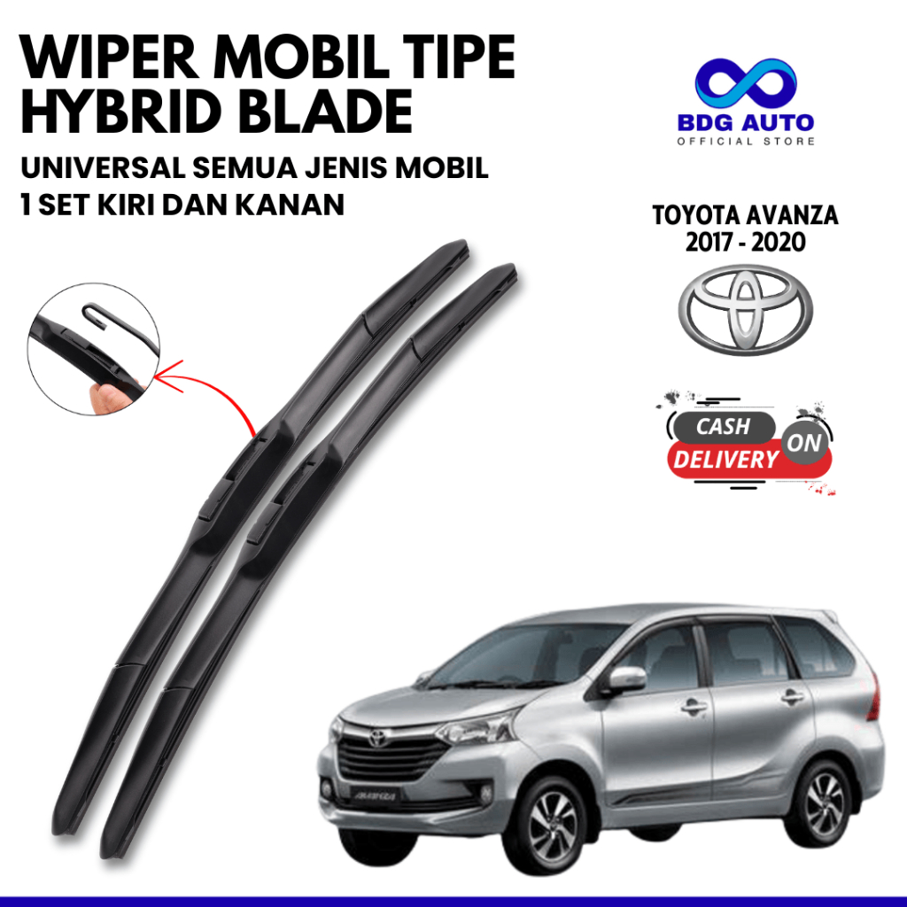 Wiper Mobil Hybrid Avanza 2017 - 2020 Premium Satu Pasang Kiri Kanan BDG AUTO