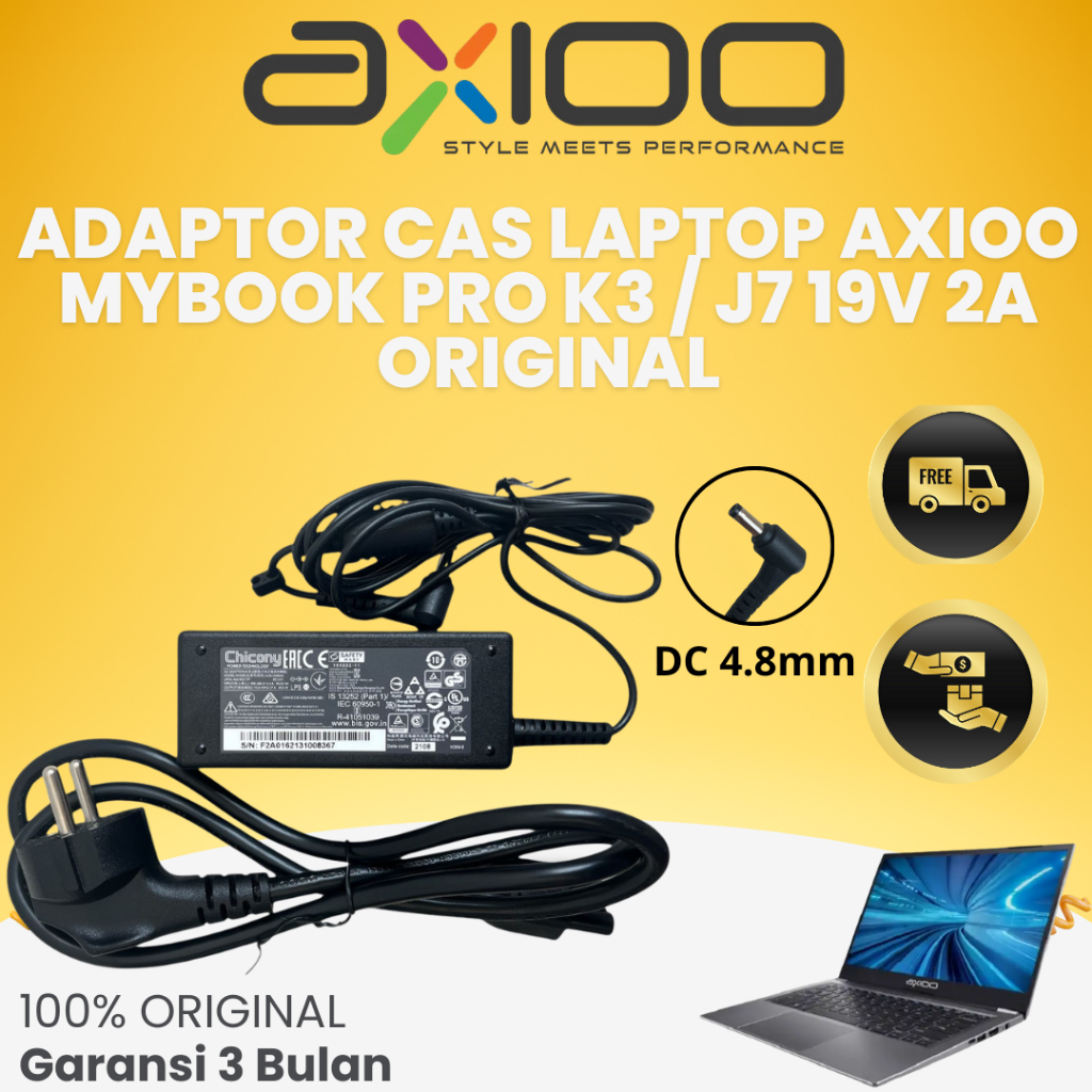 ADAPTOR CAS CHARGER LAPTOP AXIOO MYBOOK PRO K3/J7 GARANSI 3 BULAN ORIGINAL