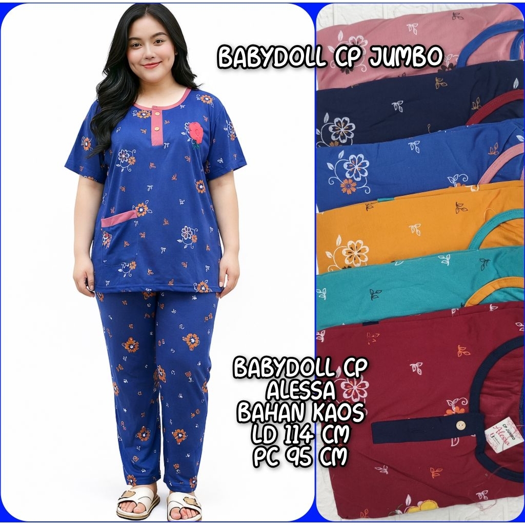 Babydoll Kaos CP JUMBO Baju Tidur Jumbo Wanita Dewasa